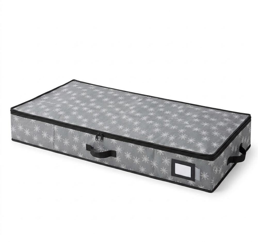HOLDN’ STORAGE Premium Wrapping Paper Storage Container, Grey w/Snowflakes